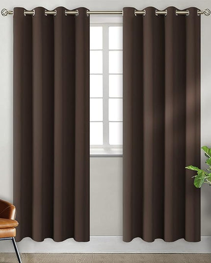 BGment Brown Blackout Curtains 84 Inch Length 2 Panels Set, Grommet Thermal Insulated Room Darkening Curtains for Bedroom, Each 46 x 84 Inch