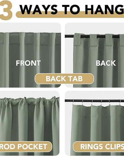 H.VERSAILTEX Blackout Curtains Thermal Insulated Window Treatment Panels Room Darkening Blackout Drapes for Living Room Back Tab/Rod Pocket Bedroom Draperies (2 Panels, Green Bay, 52 x 84 Inch)