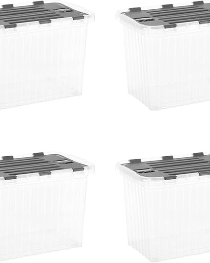 Superio Storage Bins with Lids, Clear Plastic Containers for Organizing, Stackable Totes, BPA Free, Odor Free, Organizer Boxes for Home, and Dorm, 17 Quart (4 Pack, 15"x10"x10.25")
