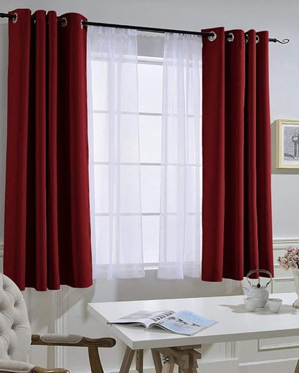 NICETOWN Burgundy Red Blackout Draperies Curtains - Thermal Insulated Solid Grommet Blackout Curtains/Panels/Drapes for Present (1 Pair, 52 by 63-Inch)