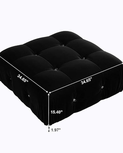JACH Modern Ottomans Module for Living Room, Minimalist Comfy Breathable Ottoman, Velvet Ottoman for Living Room Apartment (Black)