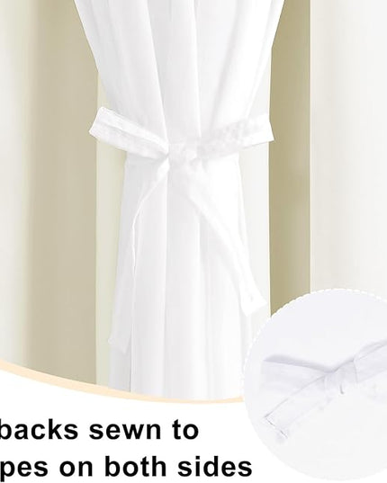 Hiasan Blackout Curtains with Sheer Overlay, Grommet Thermal Insulated Mix & Match Double Layer Window Curtains for Bedroom, Living Room, 2 Drape Panels Sewn with Tiebacks, Ivory, 52W X 84L