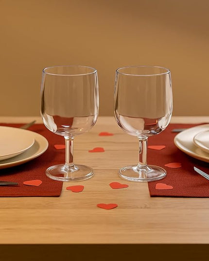 KX-WARE Classic Acrylic All-Purpose Wine Glasses, 12-ounce Plastic Stem Wine Glasses, set of 8 Clear