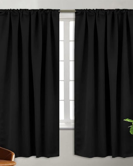 BGment 72 inch Length Blackout Curtains - Thermal Rod Pocket and Back Tab Blackout Curtains for Bedroom/Living Room, 2 Window Curtain Panels (42 x 72 inch, Black)