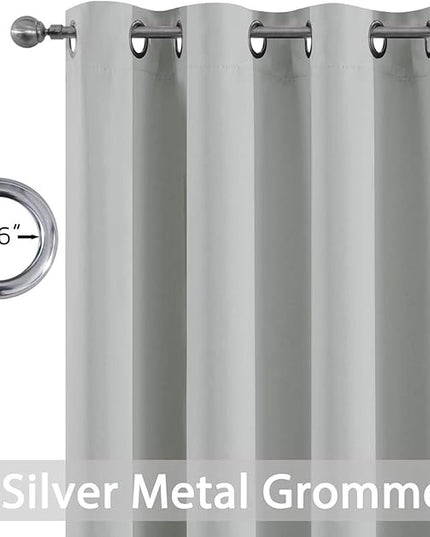 Yakamok Blackout Curtains Room Darkening Thermal Insulated Window Panels,Solid Grommet Top Drapes for Bedroom/Living Room(52Wx90L, Light Grey, 2 Panels)