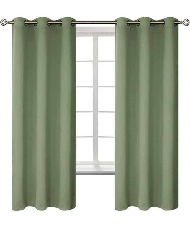 BGment Grass Green Black Out Curtains 63 Inch Long for Bedroom - Spring Style Room Decor Thermal Insulated Grommet Minimalist Window Treatments Drapes, 2 Panels, 42 x 63 Inch