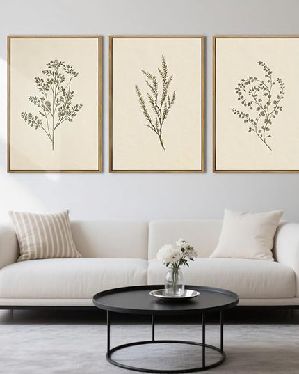 ANHUIB Vintage Floral Wall Art Large Cream Botanical Wall Decor Modern Paintings 16x24 Inch Set of 3 for Living Room Dining Room Bedroom