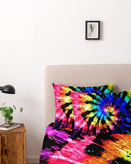 Colorful Tie-Dye Duvet Cover Set Full Size Watercolor Rainbow Tie Dye Comforter Cover Abstract Art Bed Set Bedding Bedroom