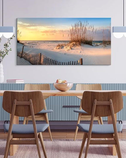 Canvas Wall Art For Living Room Seaview Sand Dunes Seagrass Landscapes Large Size Wall Decor Ready To Hang Home Decorations Bedroom Kitchen Inspirational Canvas Prints Posters Painting Mural Artwork
