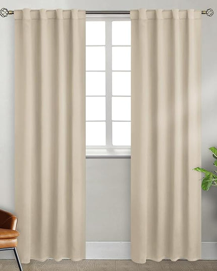 BGment Champagne 84 Inch Curtains for Bedroom - Rod Pocket and Back Tab Blackout Curtains Thermal Insulated Room Darkening Curtains for Living Room, 2 Window Curtain Panels (38 x 84 Inch, Champagne)