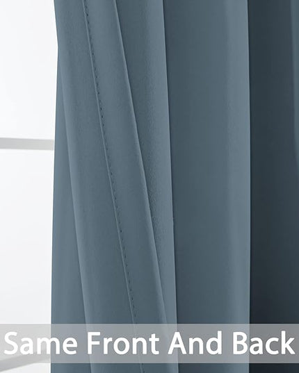 Yakamok Light Blocking Room Darkening Thermal Curtain Panels Blackout Curtains Solid Grommet Top Window Drapes for Bedroom/Living Room(38x63 Inch, Stone Blue, 2 Panels)
