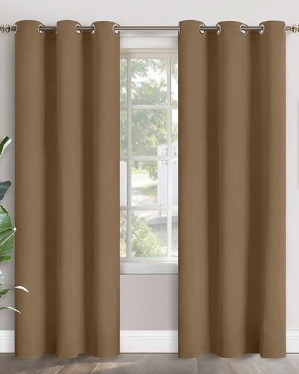 YoungsTex Taupe Blackout Curtains 84 Inches Long for Bedroom - Thermal Insulated Drapes with Grommet Room Darkening Privacy for Living Room, 2 Panels, 42 x 84 Inch
