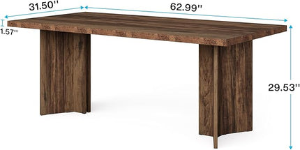 Tribesigns 63-inch Dining Table for 4-6, Farmhouse Kitchen Table with Large Tabletop, Rectangular Dinner Eating Table for Dining Room, Living Room, Kitchen, Dark Brown