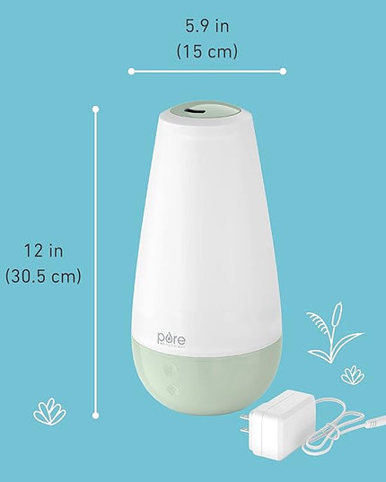 Pure Enrichment® PureBaby® 3-in-1 Whisper-Quiet Humidifier, Color Changing Night Light, & Essential Oil Diffuser for Baby Nursery & Kids Bedroom to Relieve Congestion, Colds, & Coughs (Whisper Green)