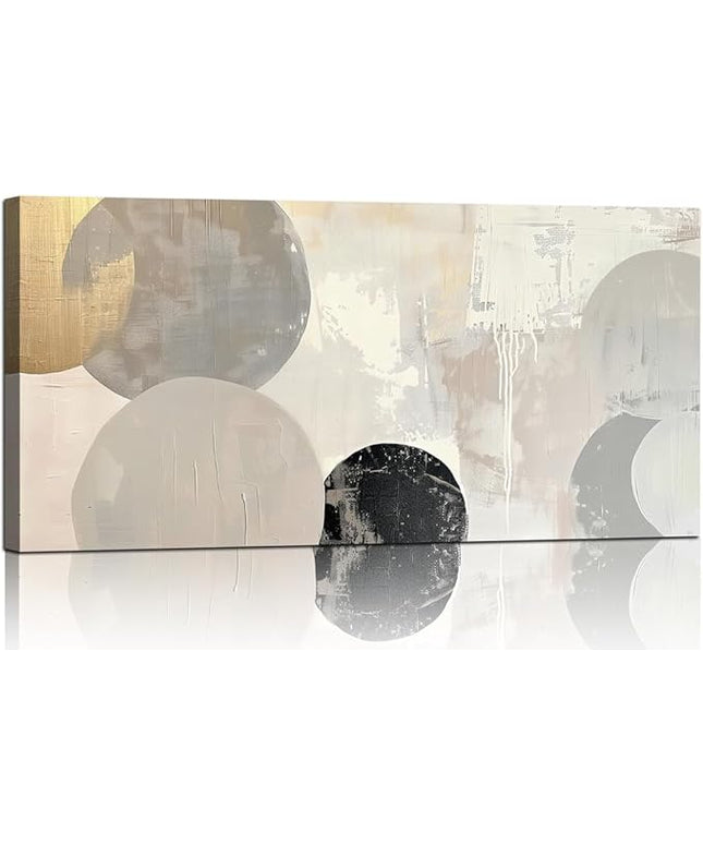Abstract Wall Decor Grey Watercolor Circle Canvas Wall Art Pictures for Living Room Modern Art Print for Bedroom Boho Wall Art Painting for Home Office Decorations(20"x40")