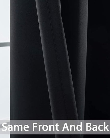 Yakamok 72 Inch Long Blackout Curtains for Bedroom, Thermal Insulated Room Darkening Black Curtains, Light Blocking Blackout Drapes for Living Room- 2 Panels, 42 Inch Width