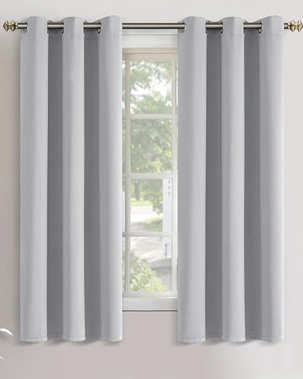 YoungsTex Blackout Curtains 63 Inches Length for Bedroom Window - Thermal Insulated Drapes with Grommet Room Darkening Blinds Privacy for Bathroom Living Room, Light Grey, 2 Panels, 34 x 63 Inch