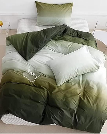 Houseri Gradient Green & White Comforter Set - Green & Cream Bedding - King Size