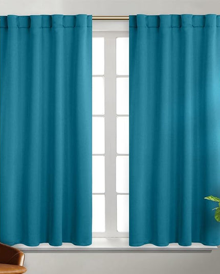 BGment Rod Pocket and Back Tab Blackout Curtains for Bedroom - Thermal Insulated Room Darkening Curtains for Living Room, 2 Window Curtain Panels (38 x 45 Inch, Peacock Blue)