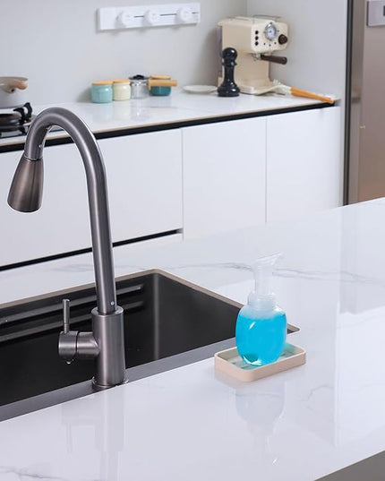 Silicone Kitchen Sink Organizer Tray for Multiple Usage,Easy Clean Sponges Holder for Kitchen Bathroom Counter or Sink,Dish Soap Dispenser,Scrubber,Bottle,Cup Tapioca 4.9”x 3.2”