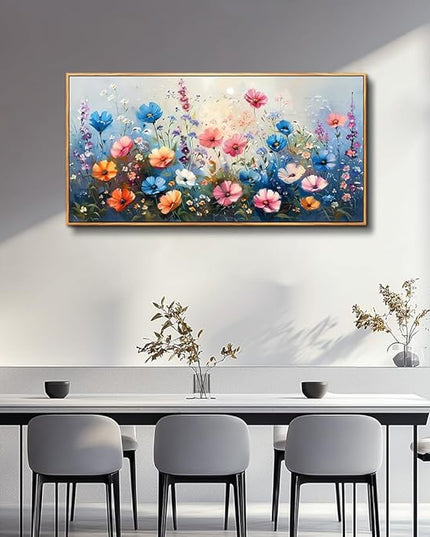 QIYILEXWART Large Wall Art For Living Room Canvas Wall Decor For Bedroom Watercolour Painting Office Decoration Colorful Flowers Wall Picture Artwork Ready To Hang Home Decor Wood Framed