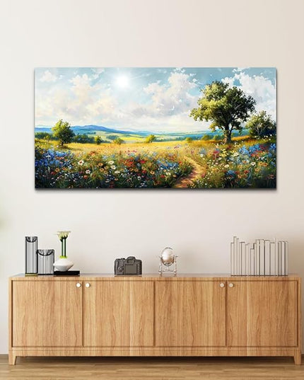 hyidecorart Nature Field Scenery Abstract Painting Framed Wall Art For Living Room Bedroom Wall Decor Pictures Artworks Modern Wall Decorations For Office Canvas Prints Home Art Decor Ready To Hang