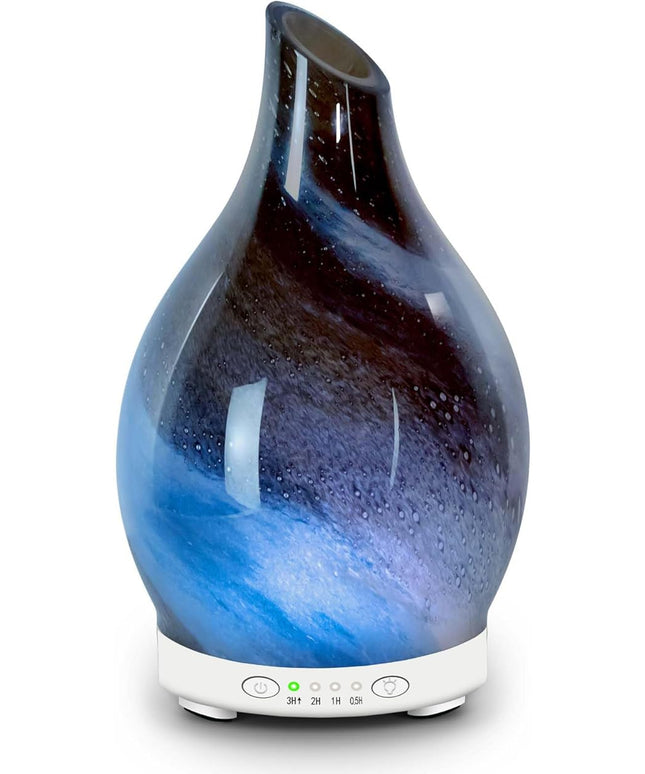 Essential Oil Diffuser 120ML, Glass Aromatherapy Diffuser with 4 Timer Settings & 7 Color Changing Lights, Waterless Auto Shut-Off, Ultra Quiet Oil Diffuser for Home, Office, Yoga, Spa and Sleeping