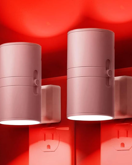 L LOHAS LED Night Light, Red Night Lights Plug into Wall, LED Nightlights, Light Sensor, Steep Aid Red, Dimmable Nightlight for Christmas, Holiday Decor, Party, Hallway, Bedroom, 2 Pack