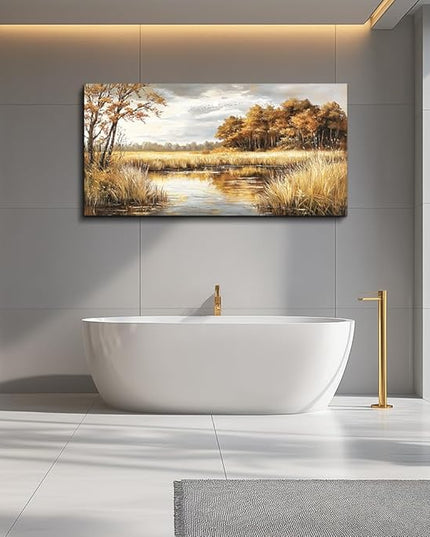 ERQINHUA Canvas Wall Art For Living Room Bedroom Wall Decor For Office Farmhouse Mural Lake Surface Landscape Painting Artwork Pictures Dining Room Hallway Home Decoration Ready To Hang 20x40 In