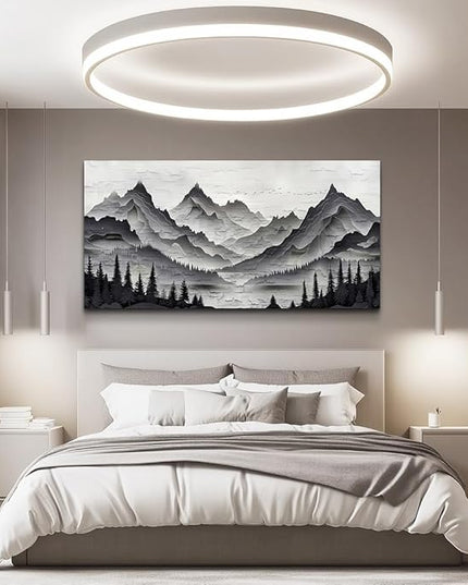 ZUITINGHUA Canvas Wall Art For Living Room Large Wall Decor For Office Bedroom Decorations Black Mountains Landscape Pictures Farmhouse Painting Artwork Room Wall Mural Aesthetic Home Decor 30x60 In