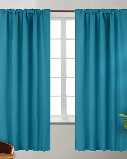 BGment Rod Pocket and Back Tab Blackout Curtains for Bedroom - Thermal Insulated Room Darkening Curtains for Living Room, 2 Window Curtain Panels (42 x 63 Inch, Peacock Blue)