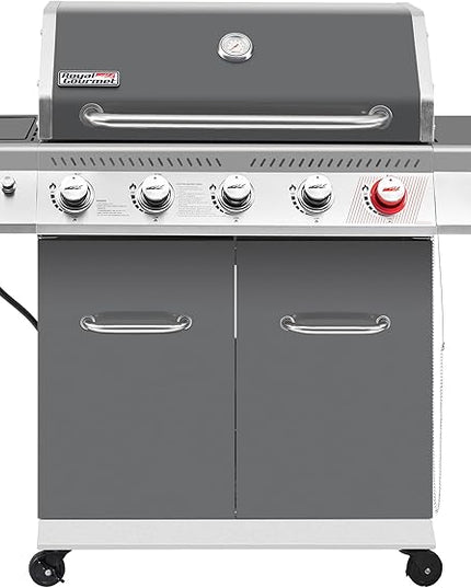 Royal Gourmet GA5404G 5-Burner Propane Gas Grill with Side Burner & Warming Rack, Outdoor BBQ Grill with 64,000 BTUs Output & 774 Sq. in. Cooking Area for Outdoor Barbecue, Grey