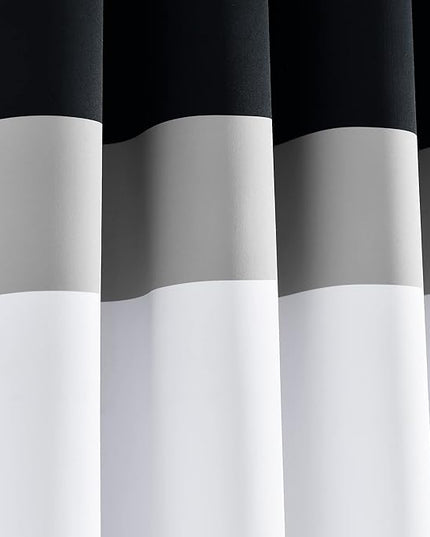 Lush Decor Alexander Color Block Light Filtering Window Curtain Panel Pair, 52"W x 84"L, Black & Gray