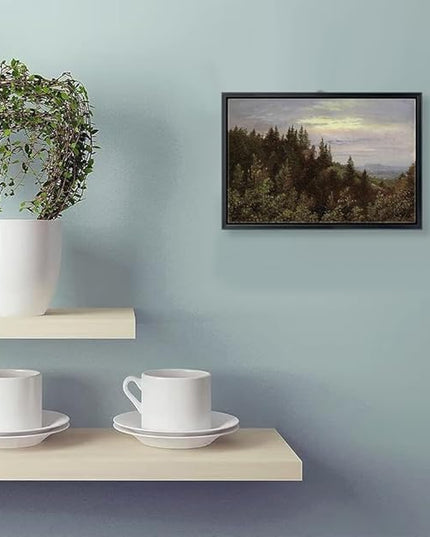 Aubeeba Forest Wall Art Landscape Pictures Canvas Artwork Decor,Vintage Framed Mountain Scenery Painting for Living Room Office Bedroom 12x16 inches