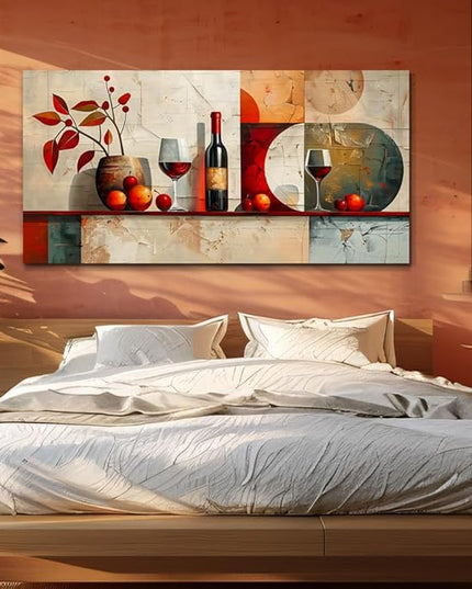 ERQINHUA Large Canvas Wall Decor For Kitchen Wall Art For Living Room Dining Room Decorations Wine Glass Still Life Abstract Picture Artwork Pub Wall Mural Posters Home Decor Aesthetics 24"x48"