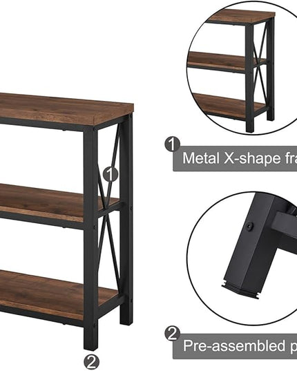 BON AUGURE Rustic Console Table Behind Couch, Industrial Entryway Table with Shelves, Farmhouse 3 Tier Sofa Tables for Living Room, Entry, Hallway (47 Inch, Rustic Oak)