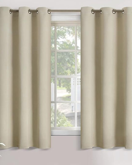 YoungsTex Beige Blackout Curtains 68 Inch Length for Bedroom 2 Panels - Thermal Insulated Drapes with Grommet Room Darkening Privacy for Living Room Dining Window, 42 x 68 Inch