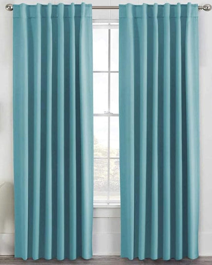 H.VERSAILTEX Blackout Curtains Thermal Insulated Window Treatment Panels Room Darkening Blackout Drapes for Living Room Back Tab/Rod Pocket Bedroom Draperies, 52 x 84 Inch, Solid Aqua, 2 Panels
