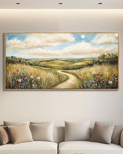 PHAOHUAXM Large Canvas Wall Art For Living Room Wall Decor For Bedroom Wall Painting Ink-Wash Landscape Farmhouse Office Restaurant Print Pictures Art Home Decor Ready To Hang Wood Framed 24"X48"