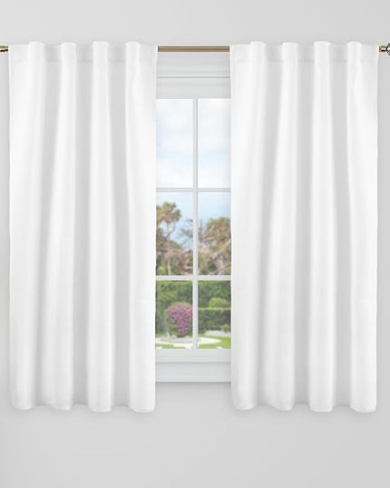 BGment 48 Inch Length Blackout Curtains - 38 x 48 inch Curtains Rod Pocket and Back Tab Thermal Insulated Room Darkening Curtains for Kitchen/Cafe Room, 2 Window Panels, Pure White
