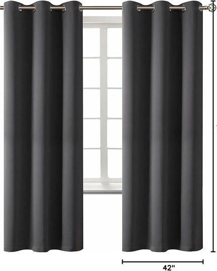 BGment Blackout Curtains - Grommet Thermal Insulated Room Darkening Bedroom and Living Room Curtain, Set of 2 Panels (42 x 72 Inch, Dark Grey)