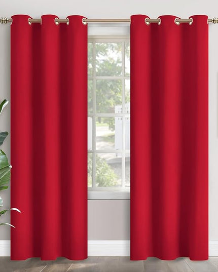 YoungsTex Red Blackout Curtains for Bedroom 84 Inches Length - Thermal Insulated with Grommet Room Darkening Drapes for Living Room Divider, 2 Panels, 42 x 84 Inch