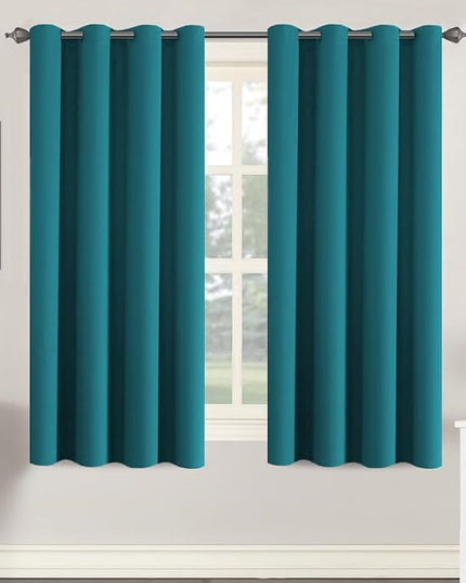 H.VERSAILTEX Thermal Insulated Blackout Curtains Soft and Smooth Baby Boy Room Window Panels,Formaldehyde-Free,Grommet,52 by 63 - Inch - Turquoise Blue - Set of 2