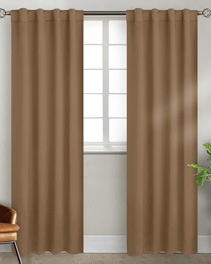 BGment Taupe Blackout Curtains 84 Inch Length 2 Panels for Bedroom - Rod Pocket and Back Tab Blackout Curtains Thermal Insulated Room Darkening Curtains for Living Room, (Each 38 x 84 Inch)