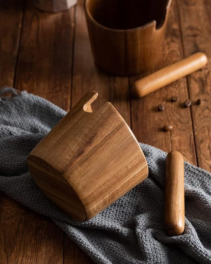 5 inch Coffee Knock Box espresso knock box,Wood Bin for Espresso Machine Coffee Grounds Acacia wood Knock Box Suitable for coffee bar decoration-coffee bar accessories