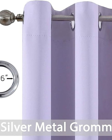 Yakamok 84 Inch Length Blackout Curtains for Bedroom, Thermal Insulated Room Darkening Grommet Top Window Drapes for Living Room,Lilac,42W x 84L,2 Panels