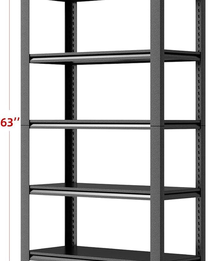 32" W Garage Shelving,5-Tier Heavy Duty Shelving Unit,3000LBS Adjustable Metal Storage Shelves,Storage Rack Units for Industrie,Shed,Warehouse,Basement,Black,32" W x 16" D x 63" H