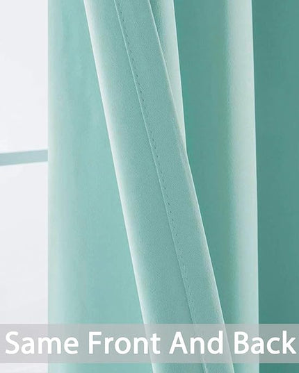 Yakamok 36 Inch Blackout Curtains Panels with Grommets, Aqua Room Darkening Thermal Insulated Window Drapes for Living Room/Bedroom, W52 x L36, Aqua, 2 Panels