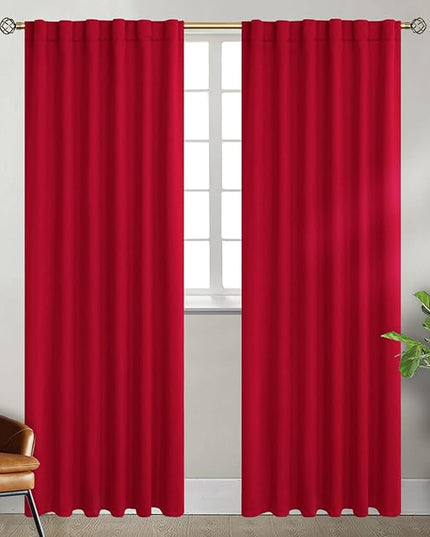 BGment Blackout Curtains for Bedroom - 84 Inch Rod Pocket and Back Tab Thermal Insulated Room Darkening Curtains for Living Room, 2 Curtain Panels (52 x 84 Inch, Red)