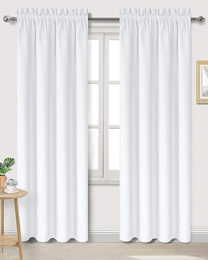 DWCN White Curtains for Living Room Thermal Insulated, 50% Light Blocking Curtains for Bedroom, Dining Room Window, W 42x L 84 Inch, Set of 2 Rod Pocket Curtain Panels
